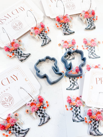 FLORAL RAINBOOT TRANSFER PAPER & CUTTER | PCC SET 008 | TRANSFER PAPER | CLAY CUTTER