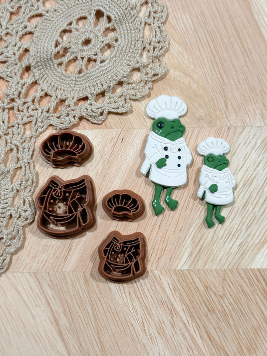 CHEF SET  | FROG OUTFIT | POLYMER CLAY CUTTERS
