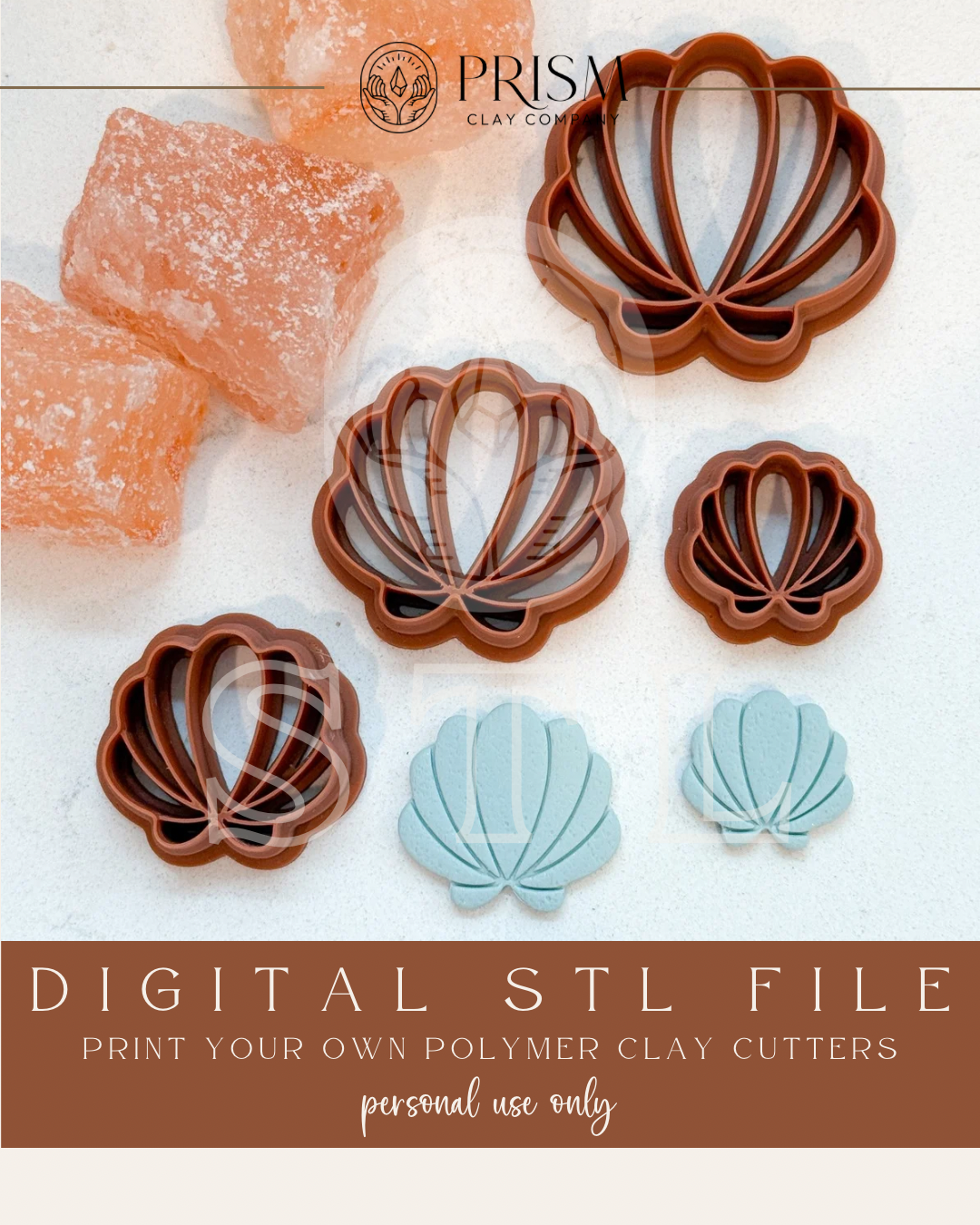 Scalloped Clam Shell STL File | 4 Sizes | Digital Instant Download | 3D Printing STL File | Polymer Clay Tool | Polymer Clay Cutter STL File