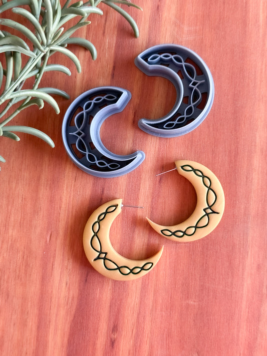 CELTIC MOON HOOP SET | IRISH ST PATRICKS DAY | CLAY CUTTERS