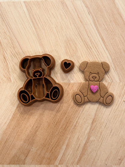 TEDDY BEAR & HEART CLAY CUTTER SET | VALENTINES HOLIDAY | POLYMER CLAY CUTTER