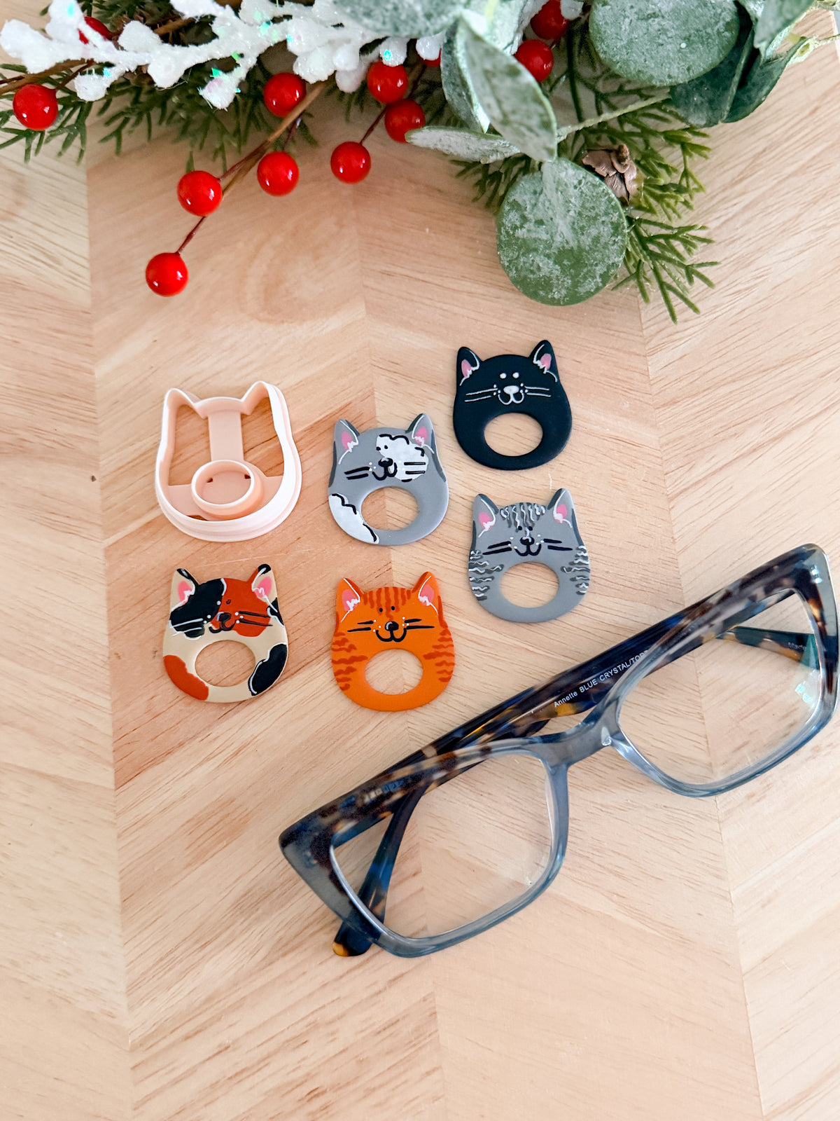 CAT EYEGLASSES BROOCH PIN | POLYMER CLAY CUTTER