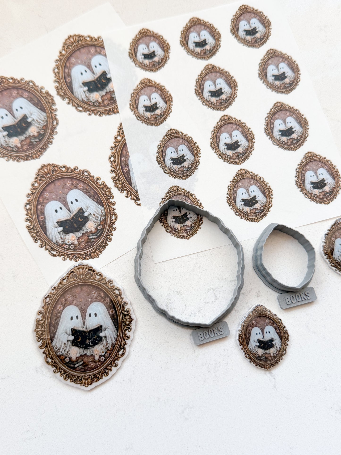009 HAUNTED BOOKS EARRING & MAGNET TRANSFER PAPER CUTTER BUNDLE | TRANSFER PAPER FOR POLYMER CLAY