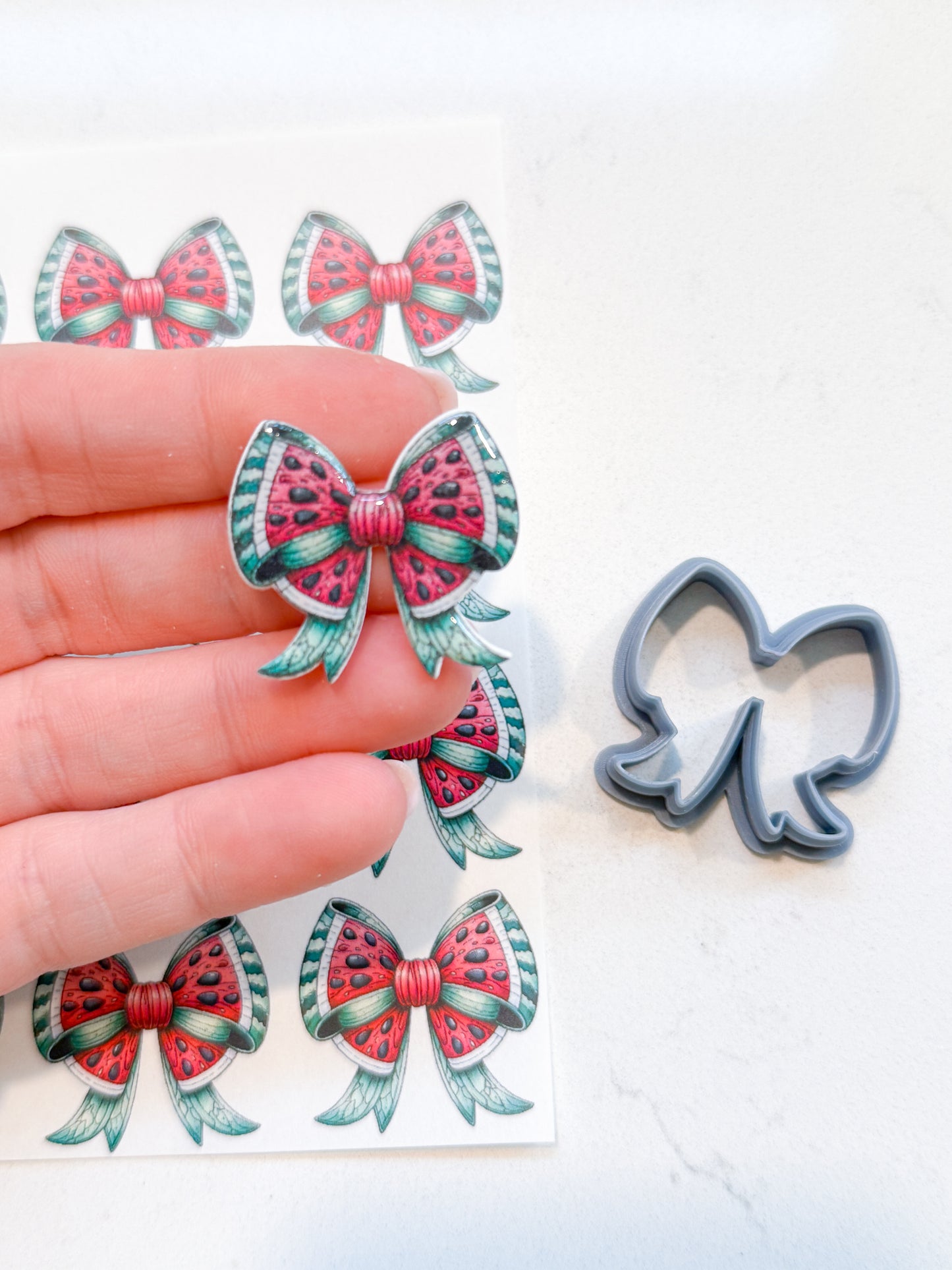 WATERMELON BOW TRANSFER PAPER & CUTTER | PCC SET 020 | TRANSFER PAPER | CLAY CUTTER