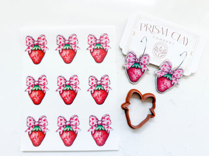 STRAWBERRY TOP BOW TRANSFER PAPER & CUTTER | PCC SET 005 | TRANSFER PAPER | CLAY CUTTER