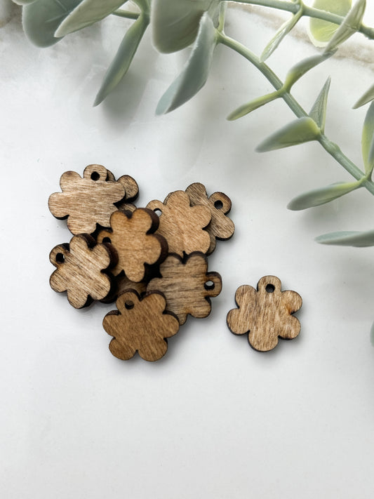 SMALL FLOWER WOOD STUD FRONT, CONNECTOR, CHARM PACK | 10PC