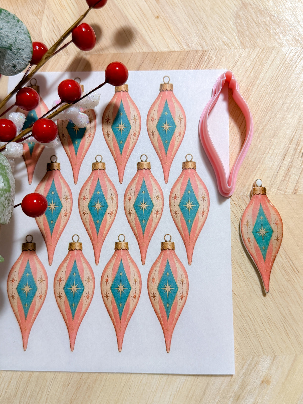 RETRO LONG ORNAMENT HOLIDAY EARRING TRANSFER PAPER CUTTER BUNDLE | TRANSFER PAPER FOR POLYMER CLAY