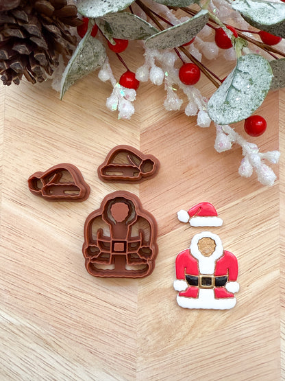 SANTA CLAUS JACKET & HAT DANGLE | CHRISTMAS HOLIDAY | CLAY CUTTER