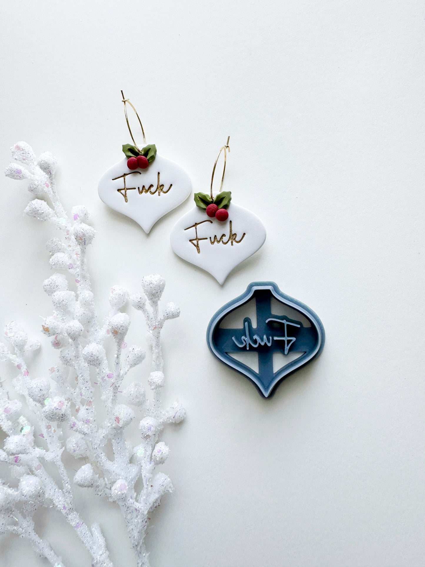 F*UCK ORNAMENT EARRING | DARK CHRISTMAS | CLAY CUTTER