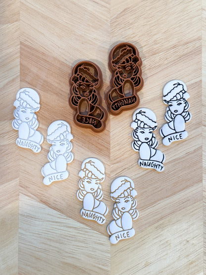 NAUGHTY NICE PIN UP SET | CHRISTMAS HOLIDAY | CLAY CUTTER