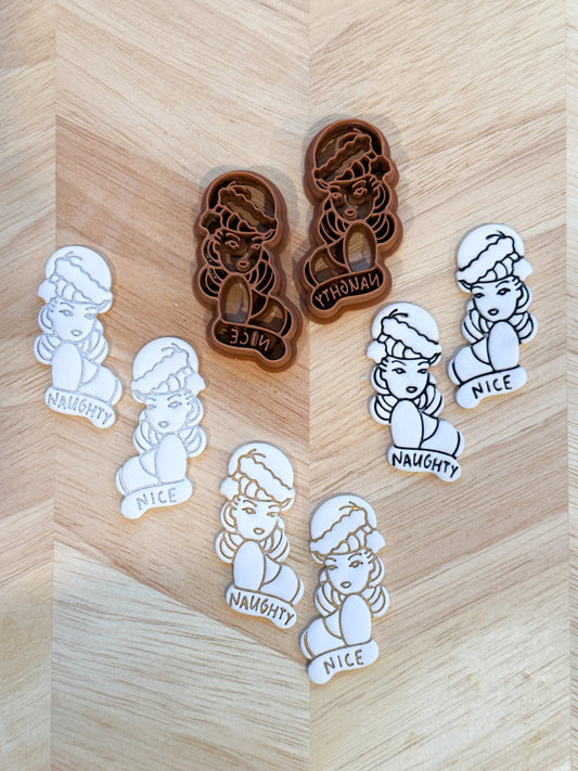 NAUGHTY NICE PIN UP SET | CHRISTMAS HOLIDAY | CLAY CUTTER