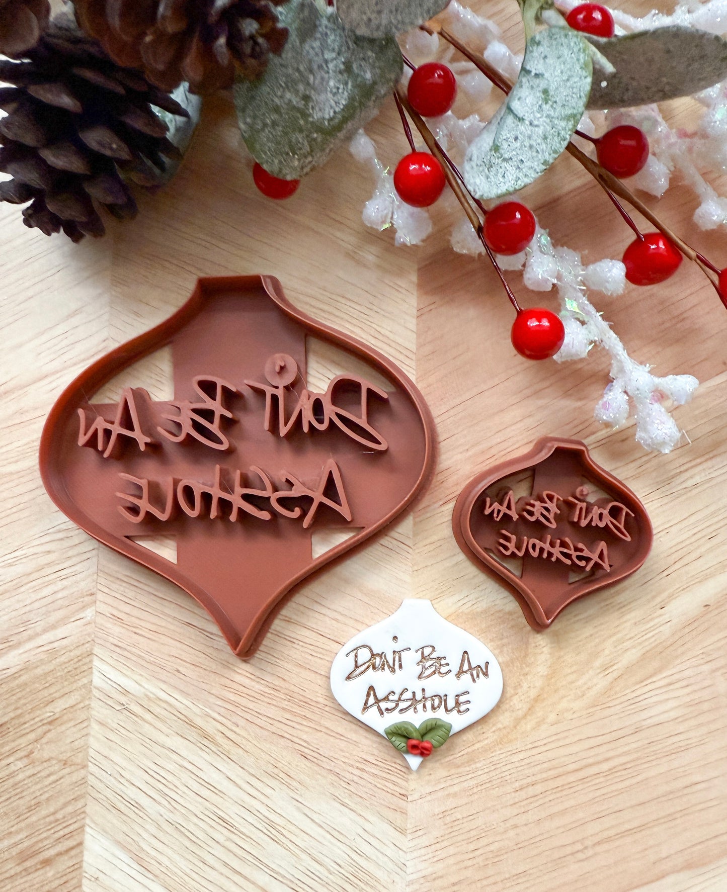 DON'T BE AN ASSHOLE ORNAMENT & EARRING | INAPPROPRIATE CUSS WORD | CLAY CUTTER