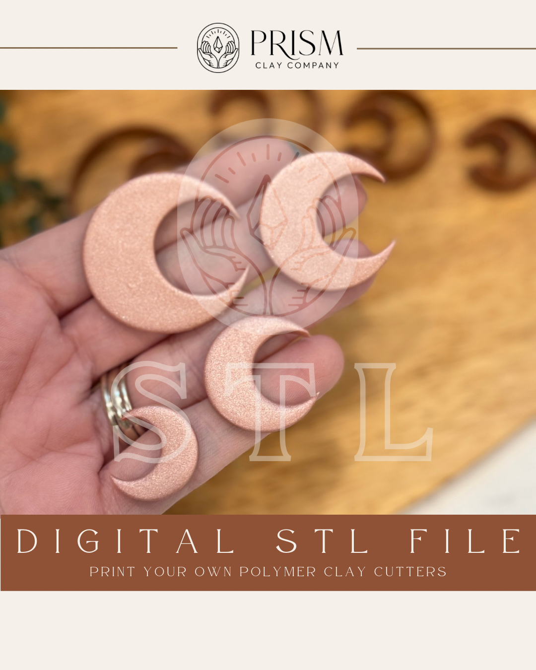 Moon STL File | 4 Sizes | Digital Instant Download | 3D Printing STL File | Polymer Clay Tool | Polymer Clay Cutter STL File