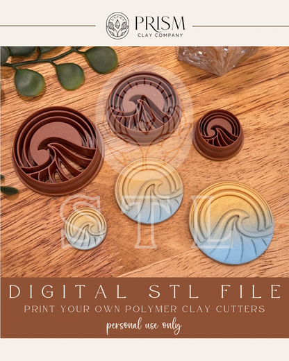 Rainbow Wave STL File | 3 Sizes | Digital Instant Download | 3D Printing STL File | Polymer Clay Tool | Polymer Clay Cutter STL File
