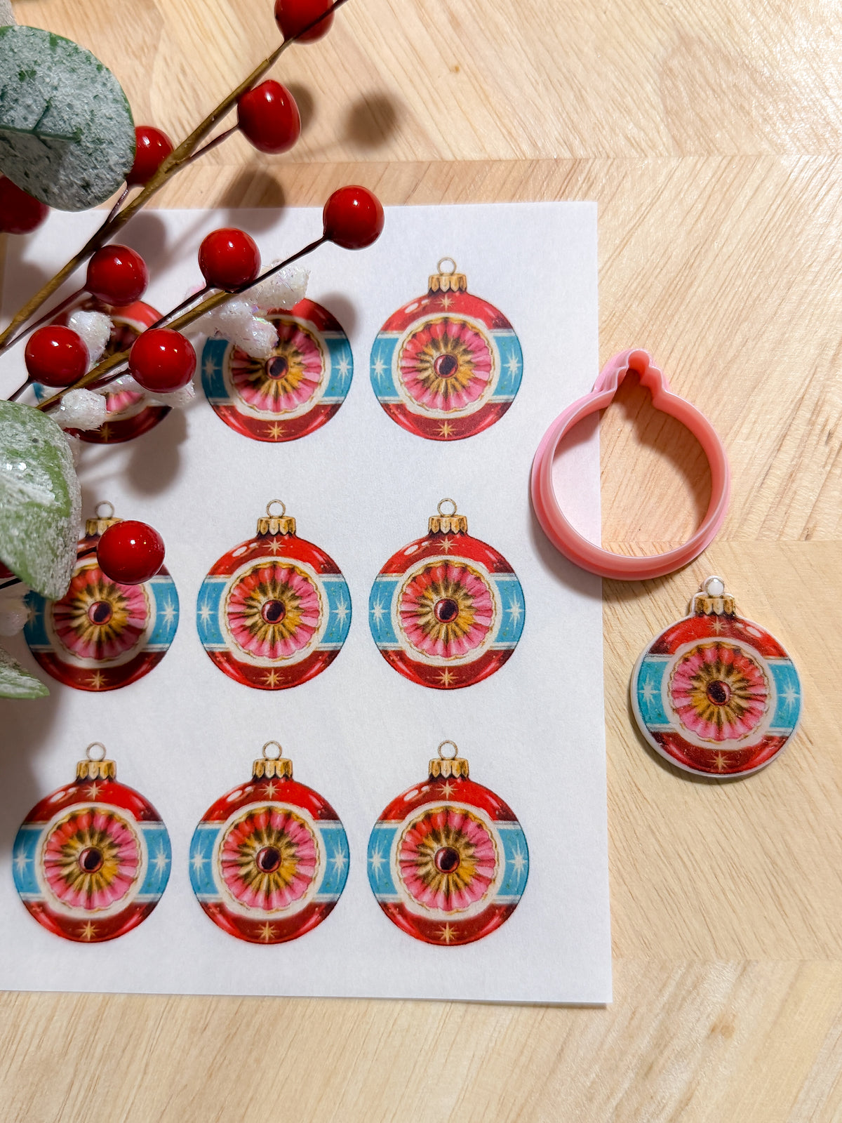 RETRO ROUND ORNAMENT HOLIDAY EARRING TRANSFER PAPER CUTTER BUNDLE | TRANSFER PAPER FOR POLYMER CLAY
