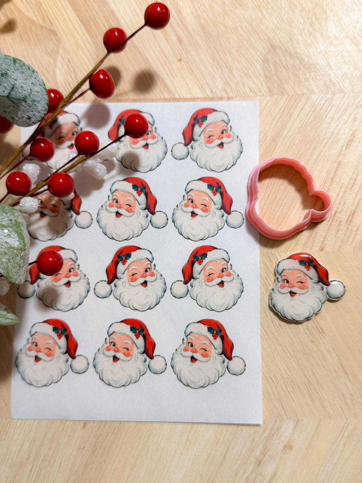 RETRO SANTA HOLIDAY EARRING TRANSFER PAPER CUTTER BUNDLE | TRANSFER PAPER FOR POLYMER CLAY