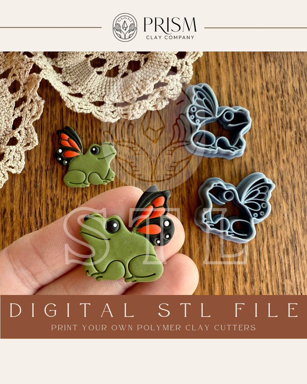 Frog Butterfly STL File | Digital Instant Download | 3D Printing STL File | Polymer Clay Tool | Polymer Clay Cutter STL File