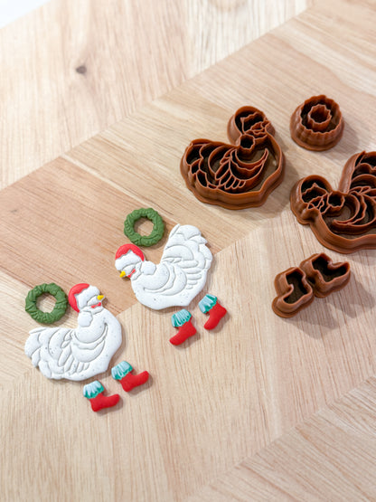 CHICKEN SANTA WREATH BOOTS SET | CHRISTMAS | CLAY CUTTERS