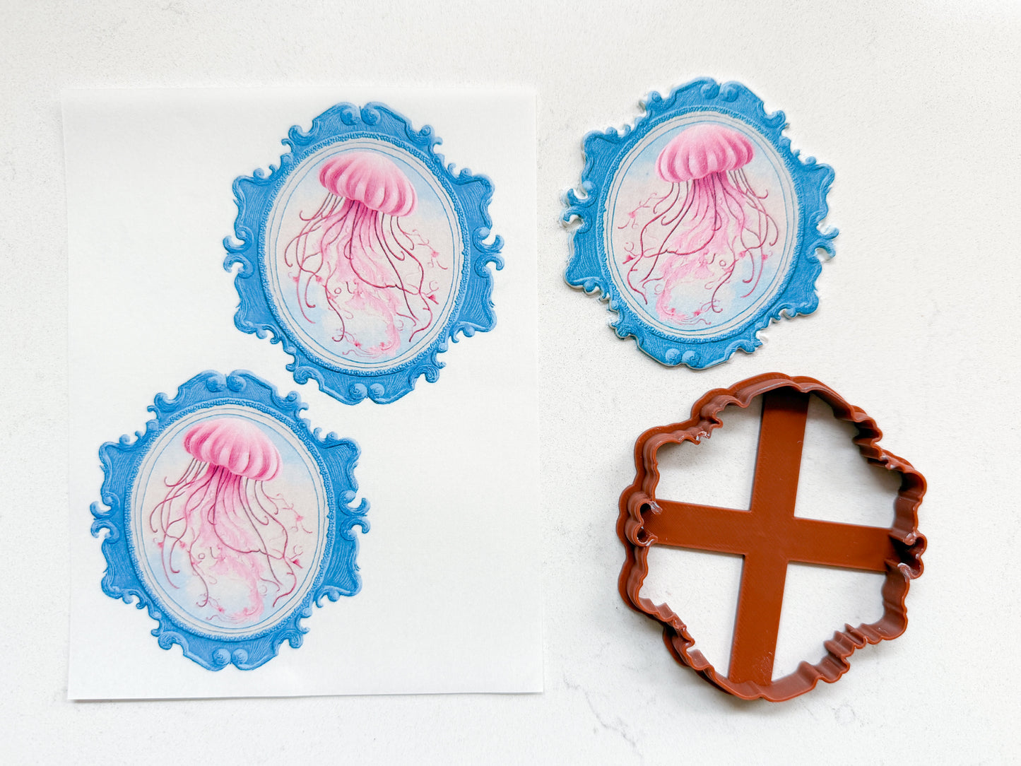 FRAMED JELLYFISH TRANSFER PAPER & CUTTER | PCC SET 003 | TRANSFER PAPER | CLAY CUTTER