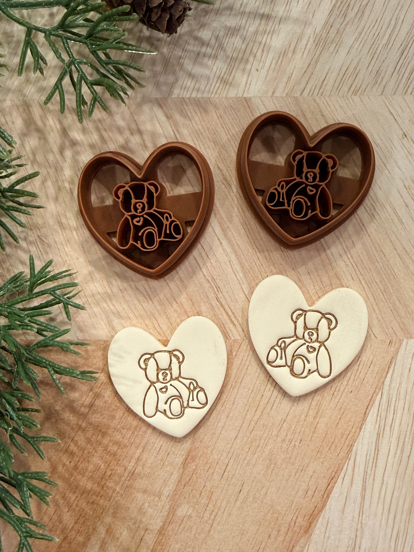 TEDDY BEAR & HEART CLAY CUTTER SET | VALENTINES HOLIDAY | POLYMER CLAY CUTTER