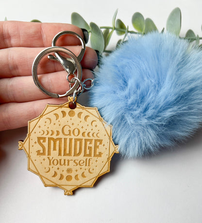 GO SMUDGE YOURSELF POMPOM KEYCHAIN | WOOD