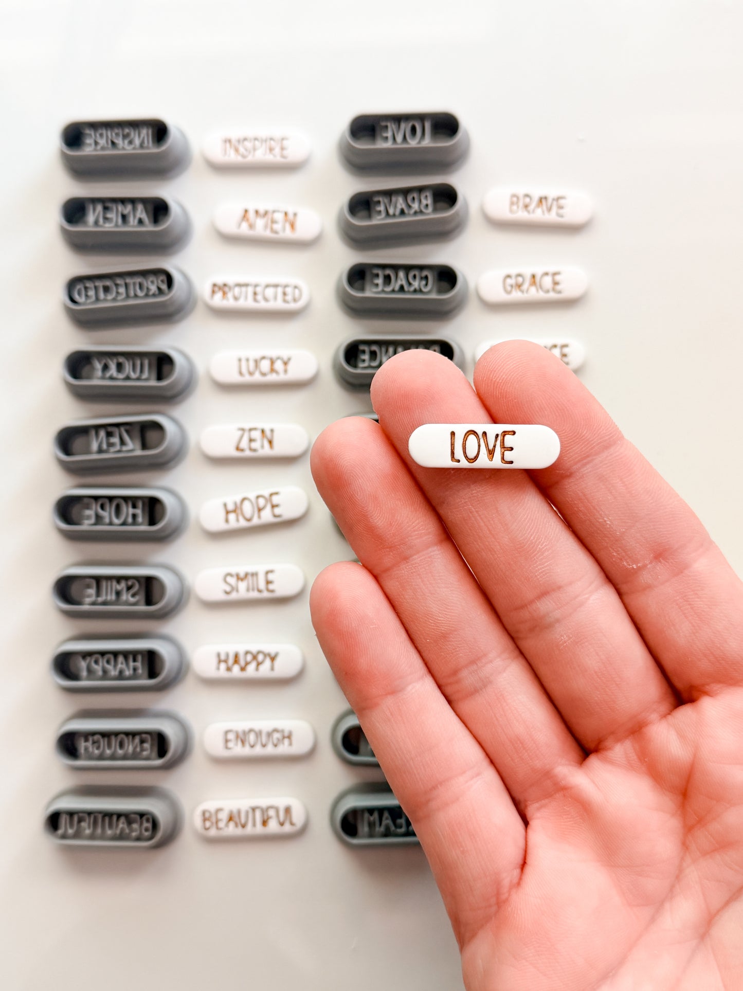 WORD AFFIRMATION INSPO CHARM CUTTERS | CLAY CUTTERS | POLYMER CLAY CUTTERS