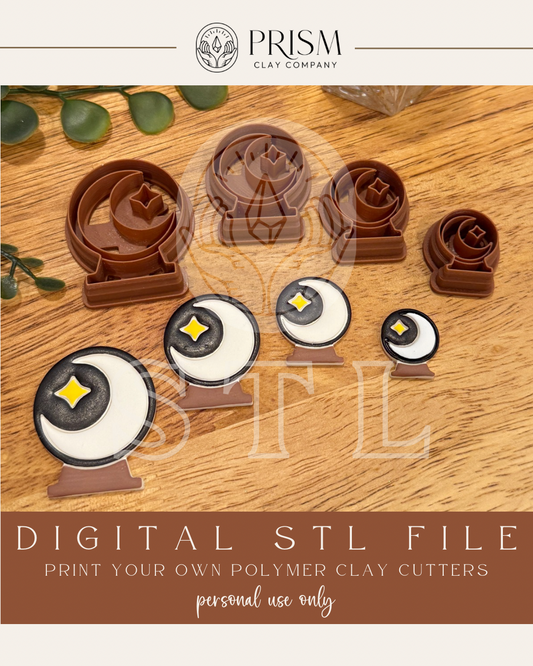 Moon Crystal Ball STL File | 4 Sizes | Digital Instant Download | 3D Printing STL File | Polymer Clay Tool | Polymer Clay Cutter STL File
