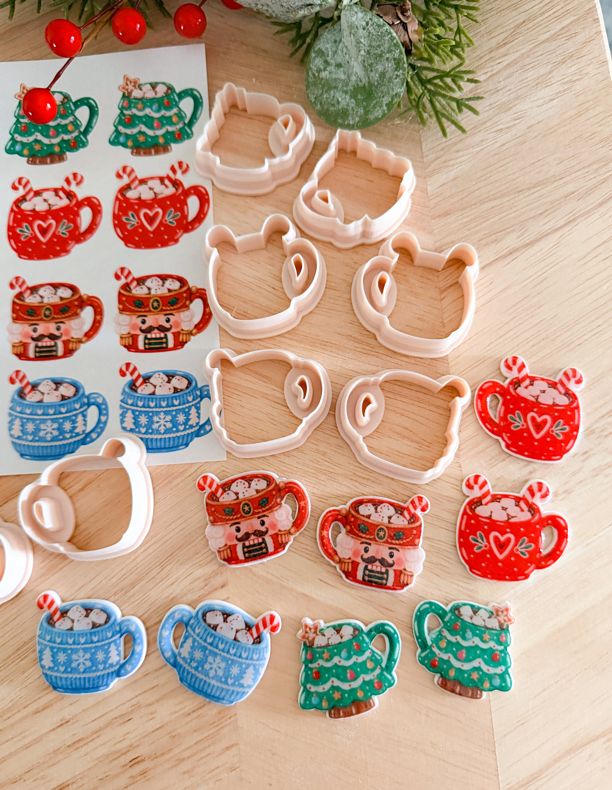 HOT COCO MUG BIG BUNDLE TRANSFER PAPER CUTTER BUNDLE | CLAY CUTTERS & TRANSFER PAPER FOR POLYMER CLAY