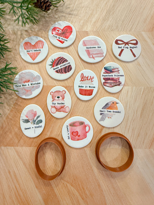 SARCASTIC ANTI-VALENTINE TRANSFER PAPER & CUTTERS | MAGNET STATEMENTS | POLYMER CLAY CUTTERS
