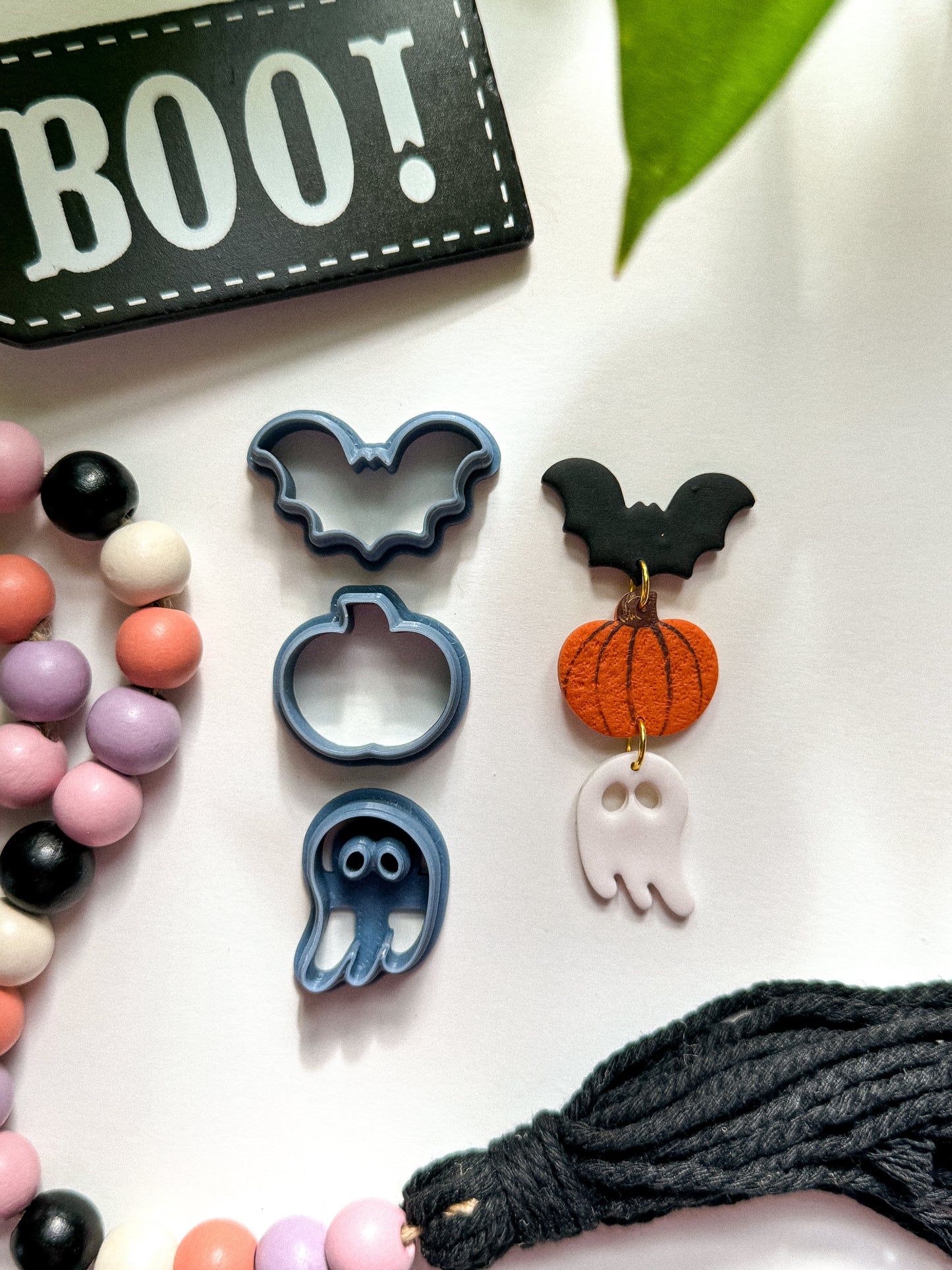 BAT PUMPKIN GHOST DANGLE | HALLOWEEN | CLAY CUTTERS