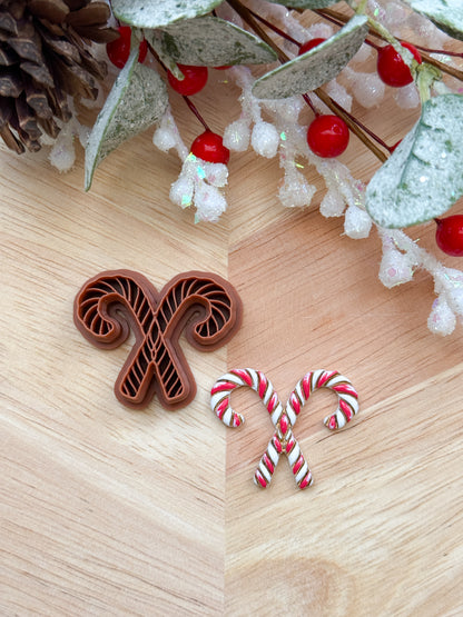 CROSSED CANDY CANES | CHRISTMAS HOLIDAY | CLAY CUTTER