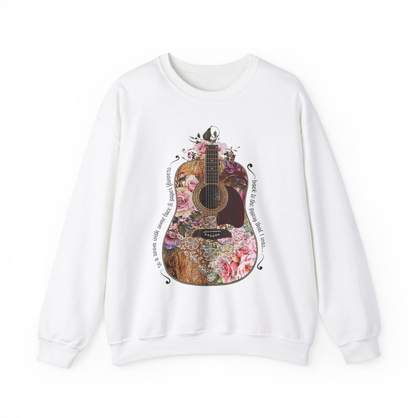 Gypsy Floral Guitar | Gildan 18000 Unisex Heavy Blend™ Crewneck Sweatshirt