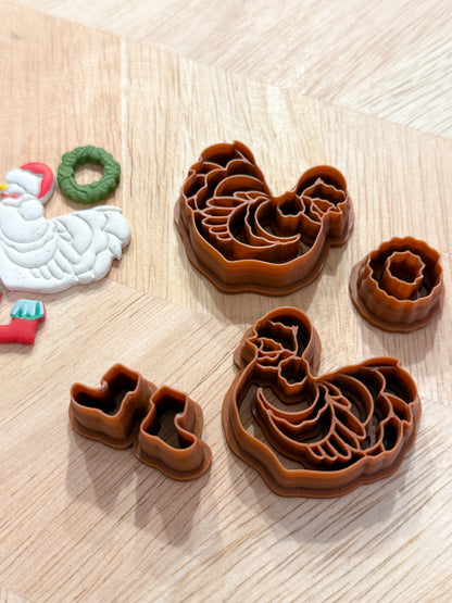 CHICKEN SANTA WREATH BOOTS SET | CHRISTMAS | CLAY CUTTERS