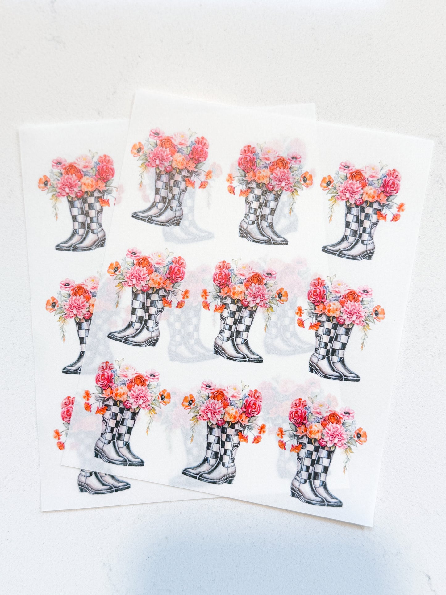 FLORAL RAINBOOT TRANSFER PAPER & CUTTER | PCC SET 008 | TRANSFER PAPER | CLAY CUTTER