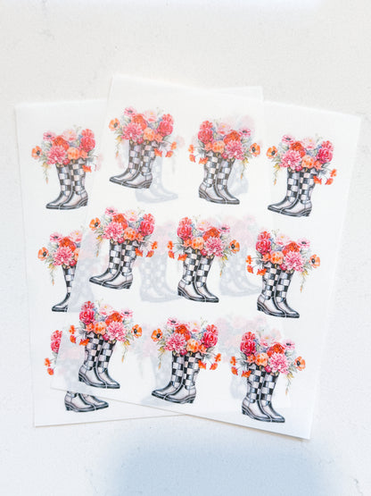 FLORAL RAINBOOT TRANSFER PAPER & CUTTER | PCC SET 008 | TRANSFER PAPER | CLAY CUTTER