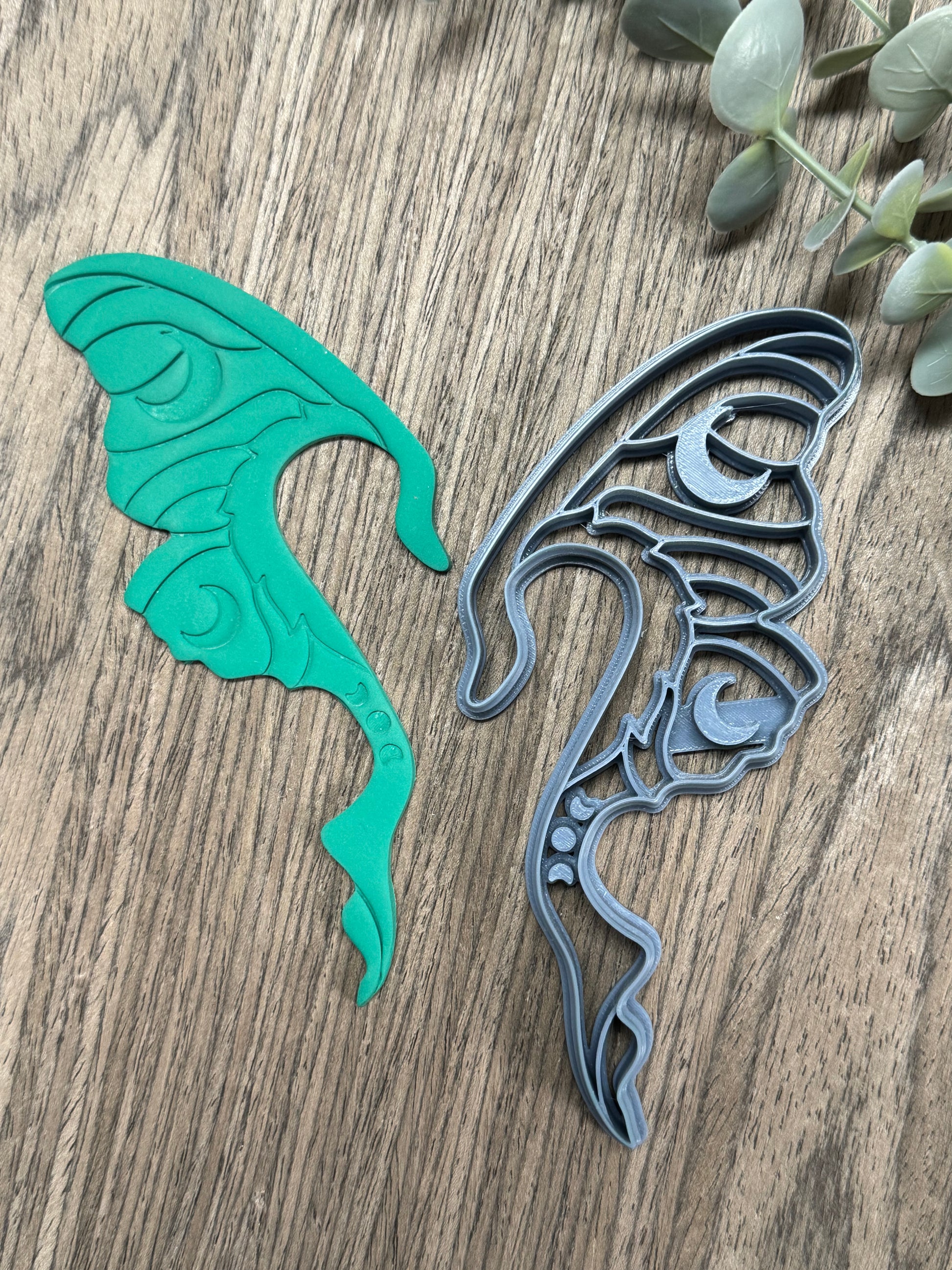 Fantasy Baking Clay Earrings LUNA MOONPHASE MOTH WING EARCUFF