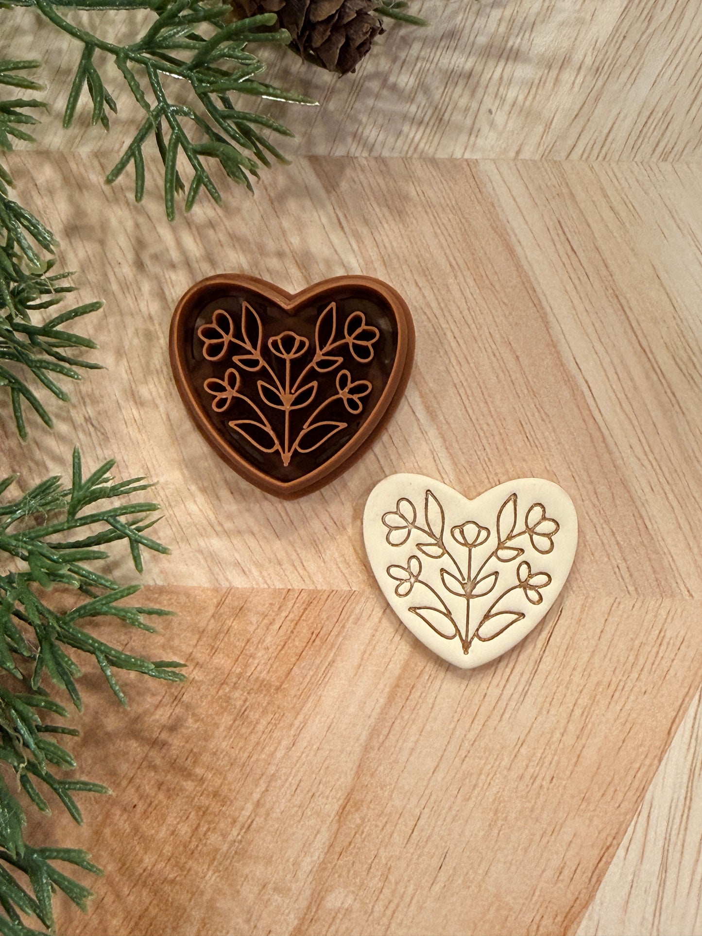 FOLK FLOWER HEART CLAY CUTTER | VALENTINES HOLIDAY | POLYMER CLAY CUTTER