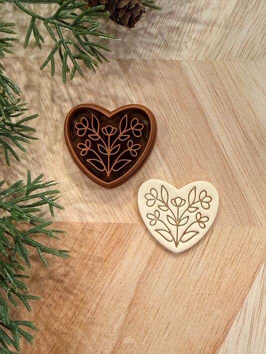 FOLK FLOWER HEART CLAY CUTTER | VALENTINES HOLIDAY | POLYMER CLAY CUTTER