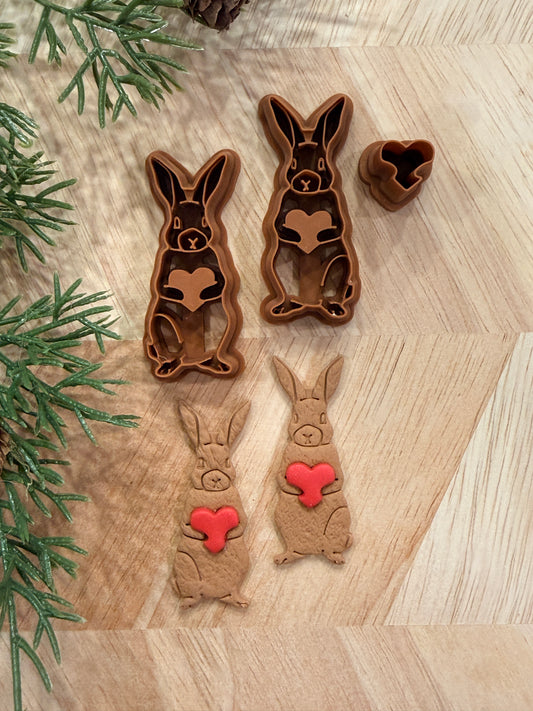 RABBIT & HEART CLAY CUTTER SET | VALENTINES HOLIDAY | POLYMER CLAY CUTTER