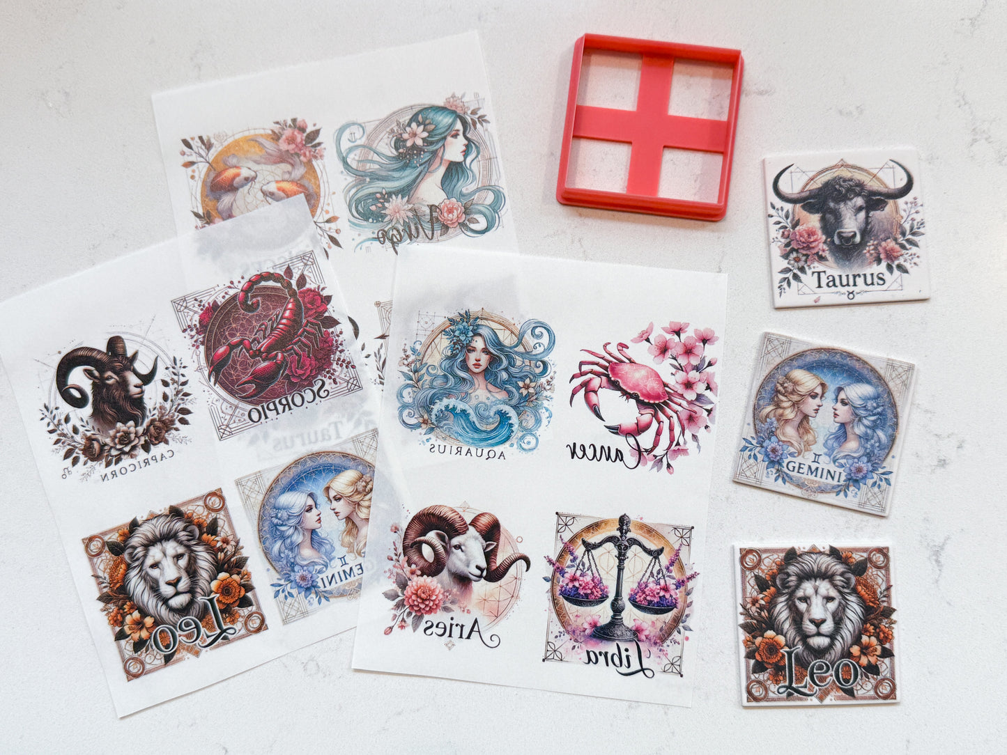 ZODIAC MAGNET TRANSFER PAPER & CUTTER | PCC SET 019 | TRANSFER PAPER | CLAY CUTTER