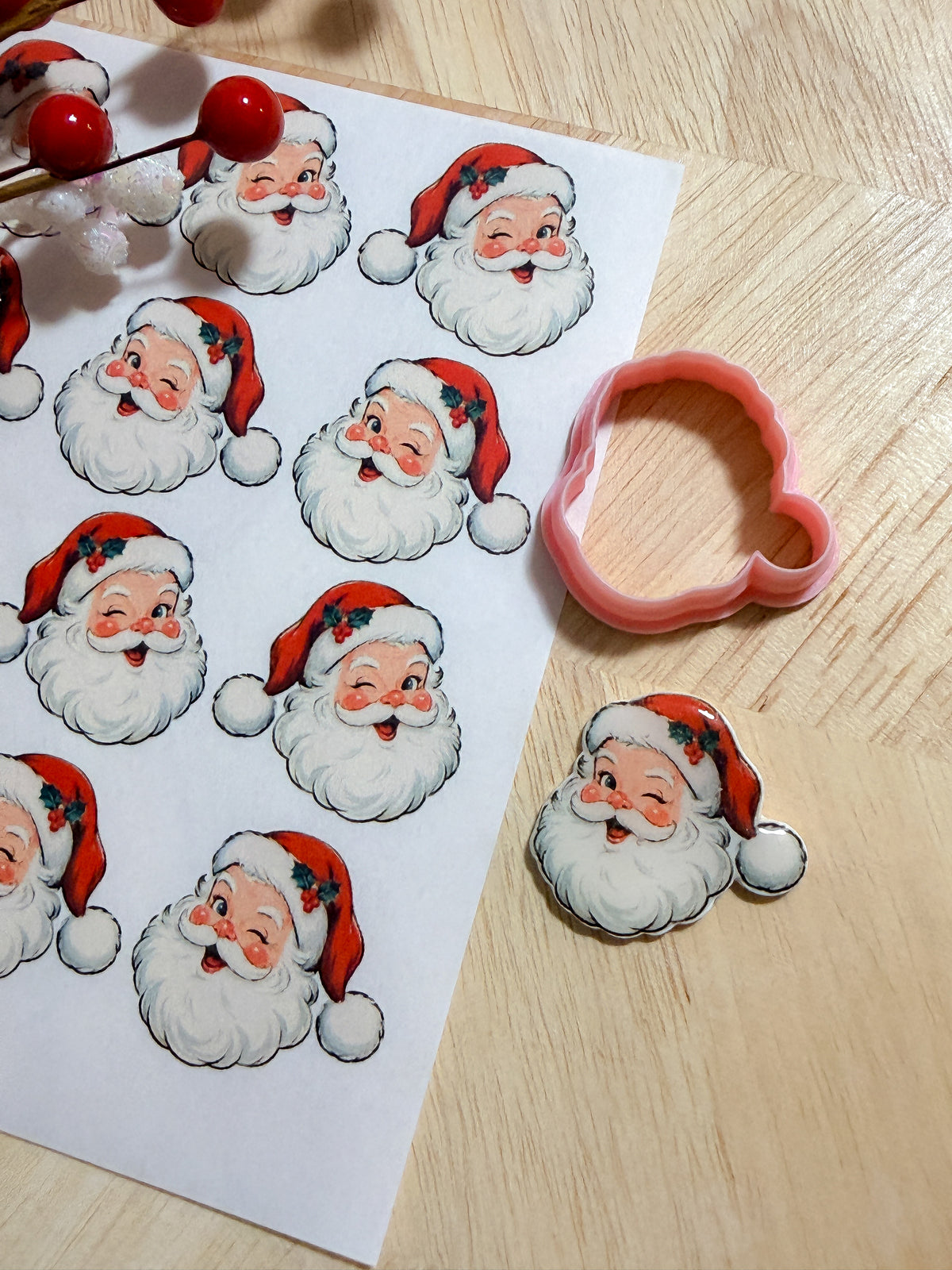 RETRO SANTA HOLIDAY EARRING TRANSFER PAPER CUTTER BUNDLE | TRANSFER PAPER FOR POLYMER CLAY