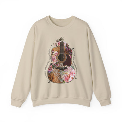 Gypsy Floral Guitar | Gildan 18000 Unisex Heavy Blend™ Crewneck Sweatshirt