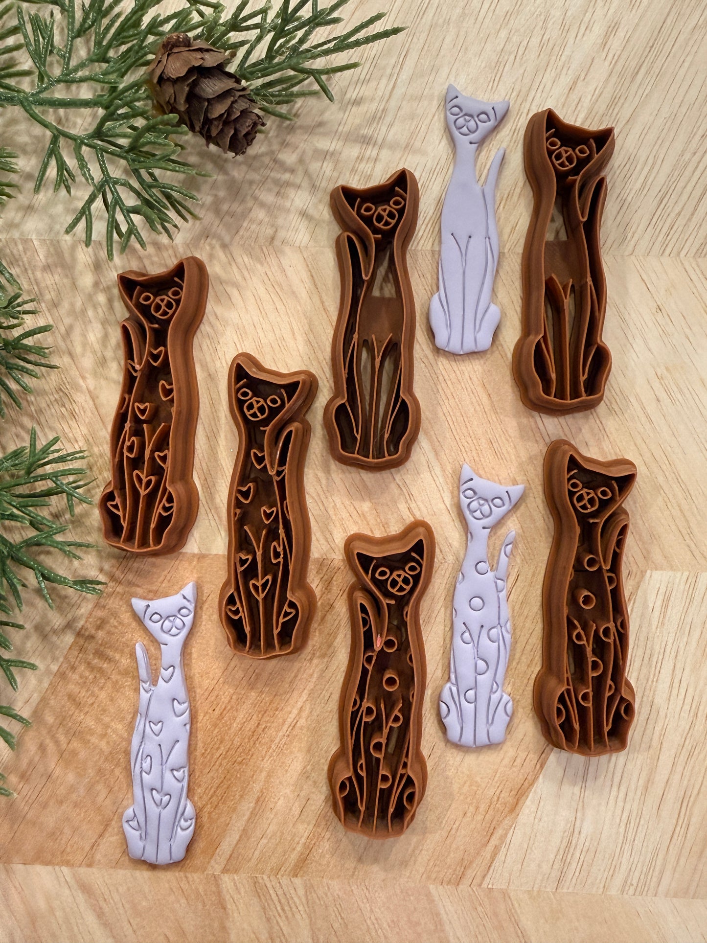 VINTAGE TALL CAT CLAY CUTTERS | VALENTINES HOLIDAY | POLYMER CLAY CUTTER