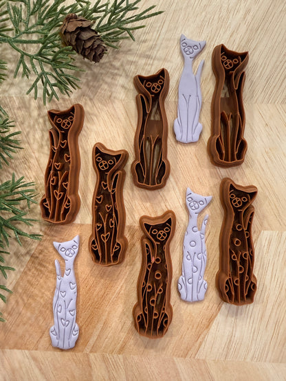 VINTAGE TALL CAT CLAY CUTTERS | VALENTINES HOLIDAY | POLYMER CLAY CUTTER