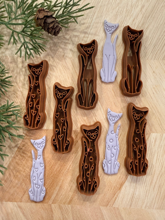 VINTAGE TALL CAT CLAY CUTTERS | VALENTINES HOLIDAY | POLYMER CLAY CUTTER