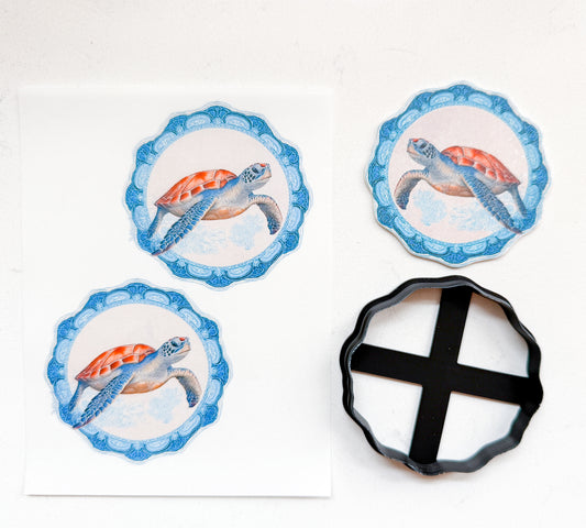 COASTAL SEA TURTLE MAGNET TRANSFER PAPER & CUTTER | PCC SET 003 | TRANSFER PAPER | CLAY CUTTER