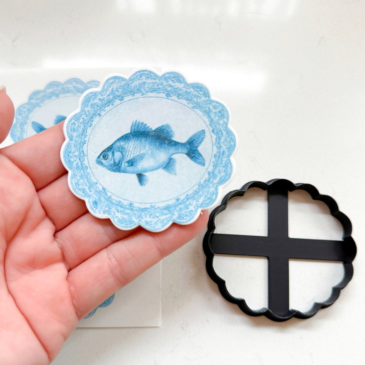 COASTAL FISH & LACE MAGNET TRANSFER PAPER & CUTTER | PCC SET 001 | TRANSFER PAPER | CLAY CUTTER