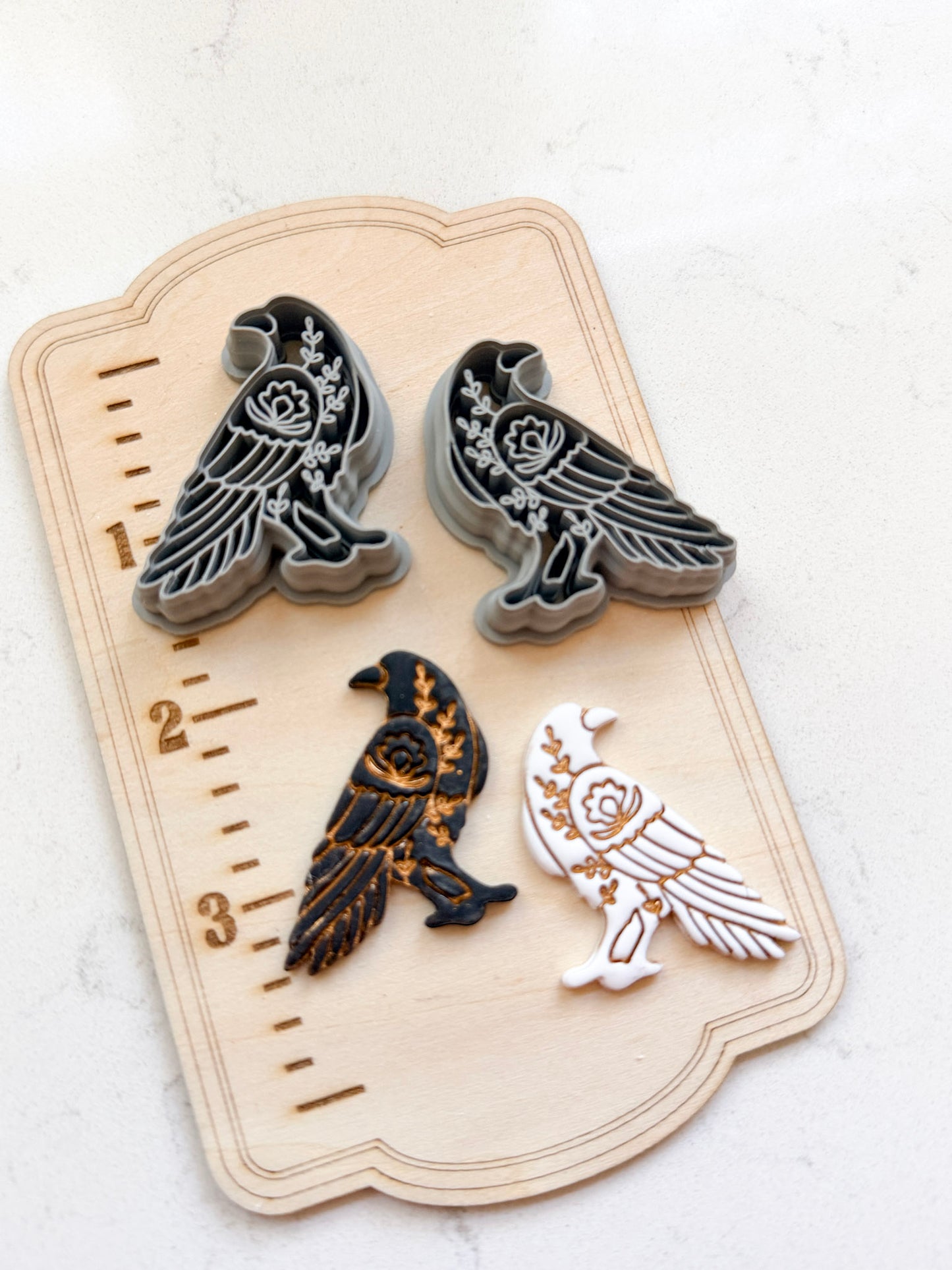 FLORAL CROW | FALL AUTUMN | POLYMER CLAY CUTTERS