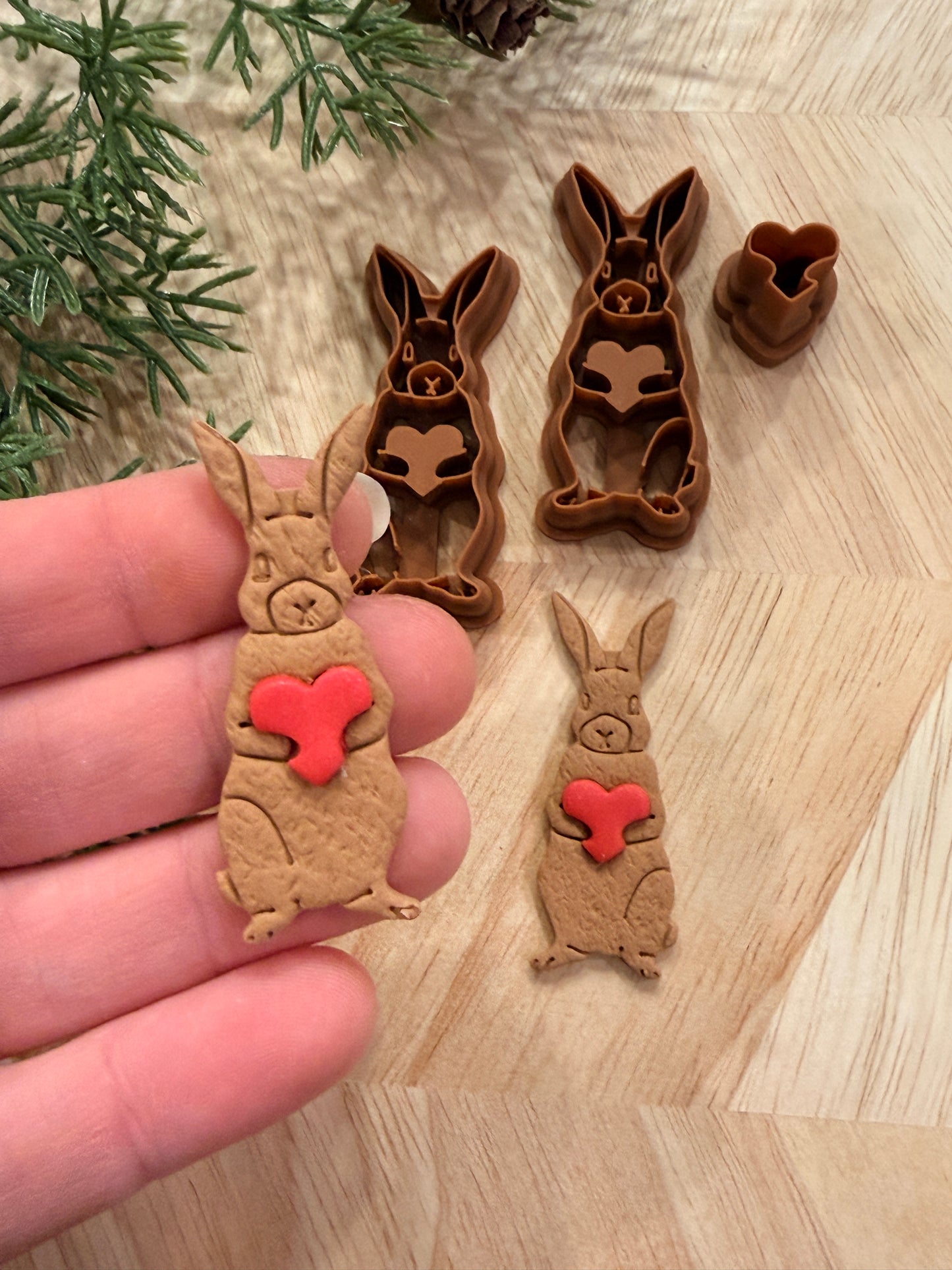 RABBIT & HEART CLAY CUTTER SET | VALENTINES HOLIDAY | POLYMER CLAY CUTTER