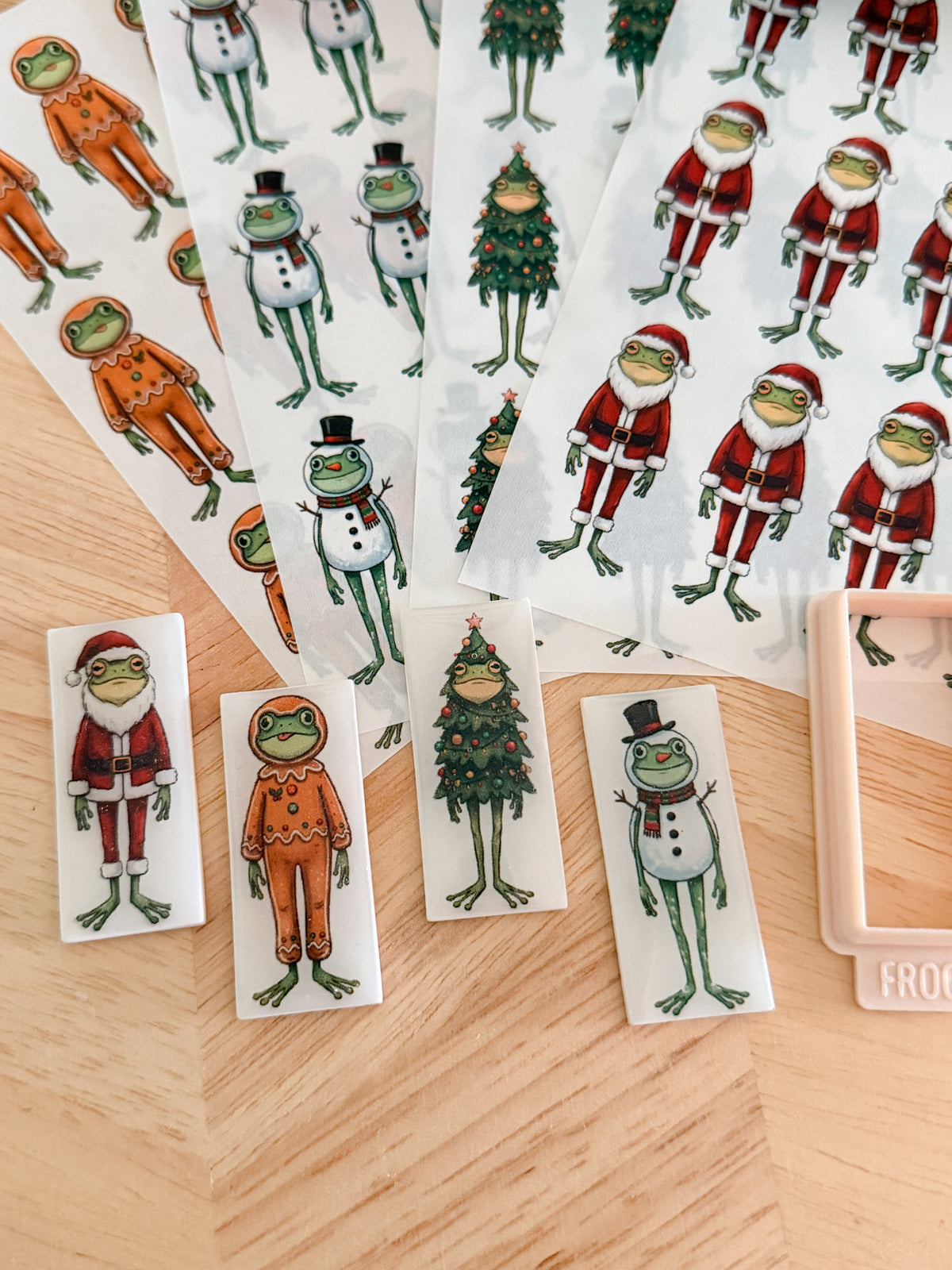 FROG HOLIDAY EARRING TRANSFER PAPER CUTTER BUNDLE | CLAY CUTTER & TRANSFER PAPER FOR POLYMER CLAY